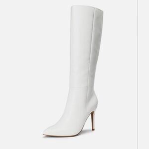 Dream Pairs White Pointed Toe Knee High Stiletto Boots